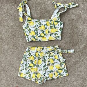Altar'd State Lemon Print Shorts Set